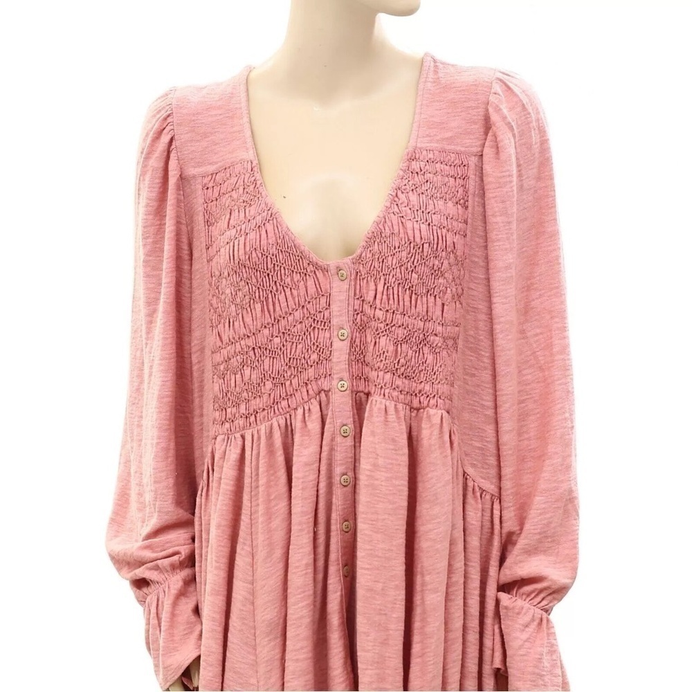 Free People Dont Call Me Baby Flowy Tunic Top Mini Dress Size S Rosie Pink - Picture 5 of 8
